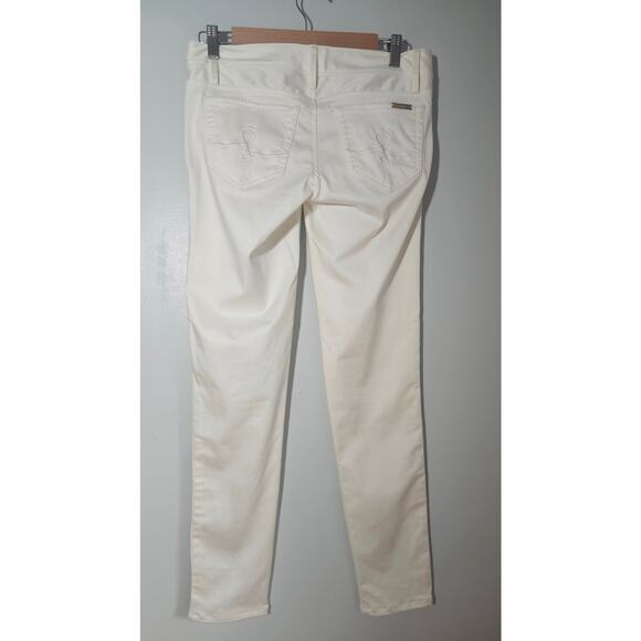 Lilly Pulitzer White Pants Jeans Gold Stud Trim. L emblem on back pocket, Sz 2 - Picture 4 of 10